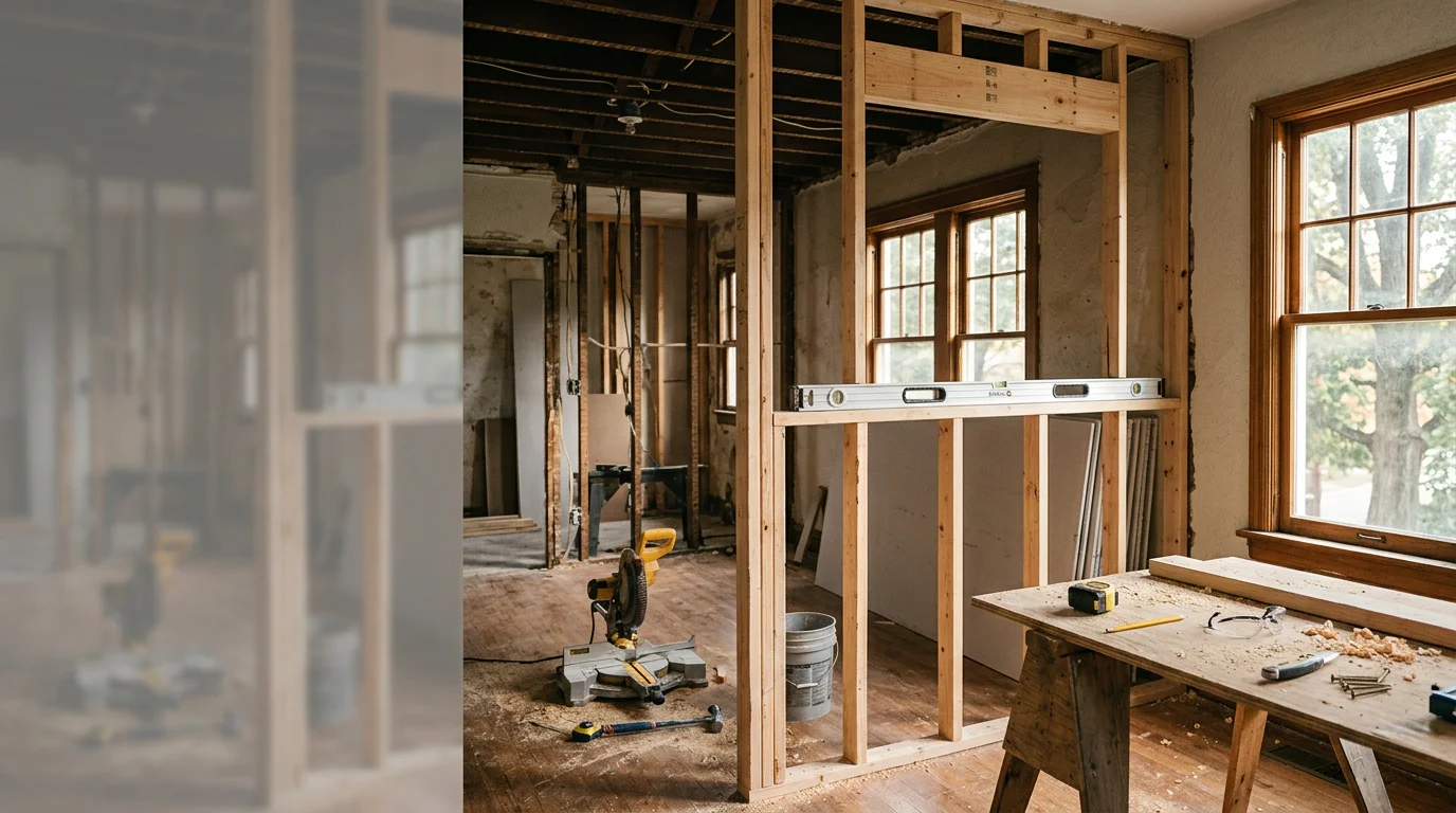 A remodeled interior living space in a Louisville, Kentucky home showing updated walls, flooring, and an open layout. A general contractor's completed residential remodeling work in the Louisville area.